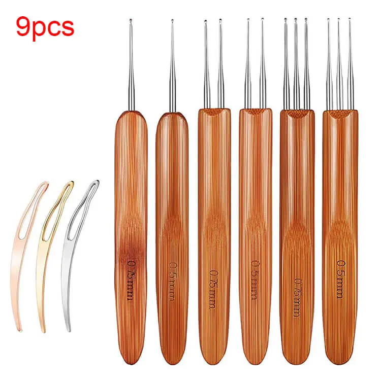 Nhà Máy Giá Bán Buôn 9 Cái/gói Ganchillo Agulha De Crochet Kim Lồng Vào Nhau Công Cụ Crochet Hook Set Cho Dread Locs