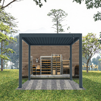 Gazebo en verre entièrement fermé, structure en aluminium thermolaqué antirouille, motorisé, écologique, pour jardin, villa, balcon