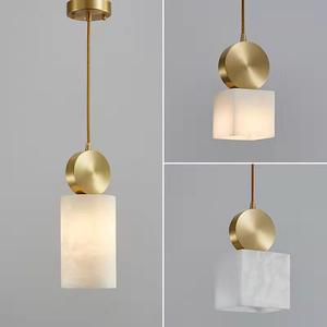 โคมระย้าสไตล์โมเดิร์นในบาร์ร้านอาหารแบบเรียบง่ายหรูหราจี้หินอลาบาสเตอร์ธรรมชาติที่หรูหรา E26ไฟตกแต่งทางเดินที่สร้างสรรค์ทรงรี - Product Image 6