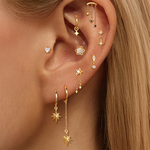 Pendientes de Plata de Ley 925 con Forma de Corazón, Estrella, Trébol, Borla, Doble Corazón y Circonita, para Mujer - Product Image 3