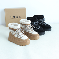 Nouvelles Bottes de Neige Montantes UGS pour Femme 2025 – Cuir Véritable Imperméable, Chaudes et Confortables avec Laine Imprimée – Meilleures Ventes du Designer
