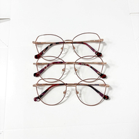 Monture optique fine en métal œil de chat pour femme, branches en acétate multicolores, anti-lumière bleue, lunettes de vue pour myopie