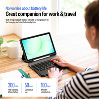 Étui clavier sans fil pour Samsung Galaxy A11 Plus avec pavé tactile multipoint et support magnétique détachable