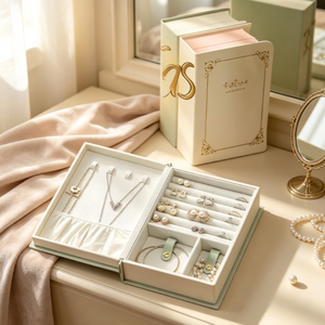 Book Shaped Jewelry Storage <b>Box</b>, Flip Open Multi-compartment Jewellery Organizer Case for <b>Necklaces</b> Rings Earrings Bracelets - Product Image 4