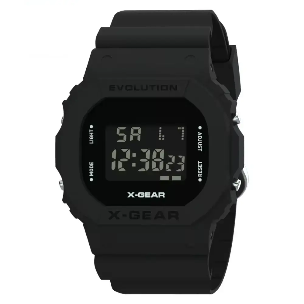 X-GEAR jam tangan klasik anti air bermerek jam tangan pria warna-warni modis jam tangan santai jam digital emas