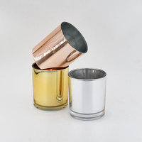 8oz 10oz 12oz Shinny Champagner Aroma therapie Kerzen behälter Luxus Glas Galvanik Kerzen gläser mit Bambus deckel