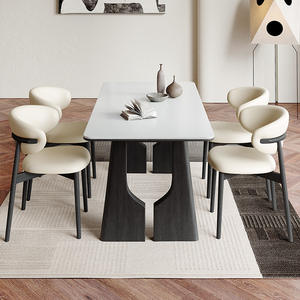 Juego de Comedor de 6 Piezas, Mesa y Sillas de Madera Maciza, Diseño que Ahorra Espacio para Apartamentos Pequeños, Estilo Retro Francés Moderno - Product Image 5