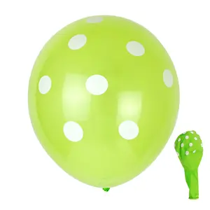 Vente en gros 12 pouces forme ronde couleur vert clair ballons à pois en latex