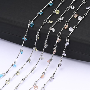 CZ Stone Station Chain | 18K PVD Gold Stainless Steel Colorful <b>Bead</b> Chain for DIY Necklace <b>Bracelet</b> <b>Making</b> - Product Image 3