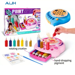 AiJH DIY Spinning Art Craft Creative Toy With Turntable Design Washable Paints Birthday Gift Eco-Friendly Material Drawing Toys - Product Image 1