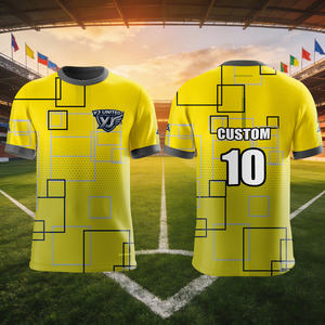 Dropshipping Service Geel Zwart Huidvriendelijke sportkledingset met korte mouwen Digitale sportcompetitie Sneldrogend Ademend - Product Image 2