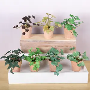 Green Mini Paper Pulp Potted Plant Combination Desktop Small Ornaments Artificial Flower Bonsai Plastic Mini Artificial Flower