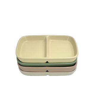 Plato Rectangular Coreano de Cerámica con 3 Compartimentos, Vajilla Personalizada para Cafetería Escolar, <span class=keywords><strong>Dieta</strong></span> Equilibrada de Color Sólido, Venta Al por Mayor - Product Image 4