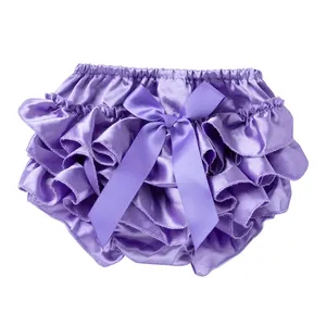 Colourful bow bloomer hot sale beauty design soft fabric ruffle baby shorts bloomer for Children