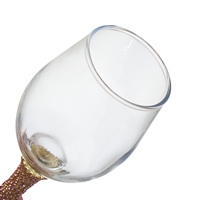 Vente en gros Verre sans plomb en cristal Gobelet à bordure dorée Verre à vin rouge à longue tige en or