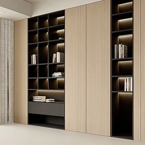 Librería de Madera de Nogal Fabricada en China con Diseño de Ratán, Almacenamiento Multifuncional para Estudio, Sala de Estar, Cafetería <span class=keywords><strong>y</strong></span> Biblioteca - Product Image 1