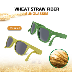 Gafas de Sol Cuadradas Clásicas para Adultos, UV400, Marco Plegable de Fibra de Paja de Trigo - Product Image 2