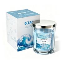 Lilin Aroma Bunga dalam Stoples Kaca dengan Tutup Logam, Label Kustom OEM A03T, untuk Kemasan Kotak Hadiah Relaksasi