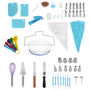 Kit complet d'outils de pâtisserie : douilles de décoration, moule à tartelettes, moule à gâteau, plaque à pizza, support tournant pour pâtisserie et desserts, kits de décoration pour la maison - Product Image 2