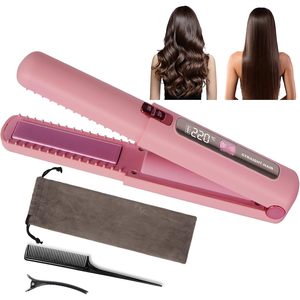 Plancha y Rizador de Vapor Portátil 2 en 1 LAMA Recargable con Pantalla LCD y 5 Velocidades, Estilizador de Cabello de Cerámica con Estuche - Product Image 1