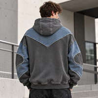 Sweat à capuche zippé personnalisé en molleton de coton épais avec panneau en V et effet éclaboussures de peinture, veste à capuche entièrement zippée pour homme, style streetwear