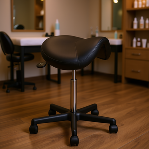 Tabouret de selle en cuir PU réglable en hauteur, pivotant, pour salon, spa, clinique de tatouage, noir - Product Image 2