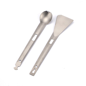 Ensemble de couverts en titane pur, cuillère à soupe portable, spatule, ustensiles de cuisine d'extérieur - Product Image 1