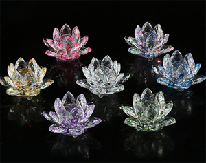 Decoración de loto de cristal para sala de estar, sala de dibujo, libro, <span class=keywords><strong>temple</strong></span>, adornos de loto de cristal K9 - Product Image 1