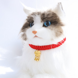 Collier pour animaux de compagnie du Nouvel An avec clochette, breloque à pompon, collier tressé avec fermoir doré, sécurisé pour chat, réglable, longue durée de vie, toutes saisons - Product Image 2