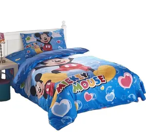 Microfiber kids bedding set in cartoon printed design bedding set for kids