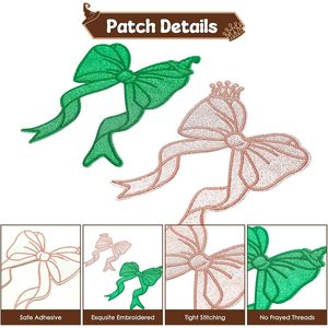 <b>Witch</b> Themed Side Bow Patch 5.334x7.534 Pink Green Glitter Iron On Applique For Sweatshirts Cloth DIY <b>Decorations</b> - Product Image 6