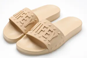 Henghao Comfortable Custom Slides Trendy High Quality Pu Sole Unisex Slides Shoes Custom Logo Breathable Slides Custom Logo