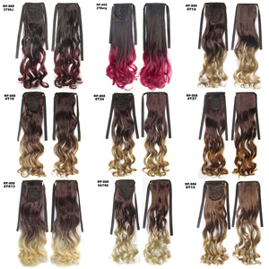 Cola de Caballo Ondulada de <span class=keywords><strong>Dos</strong></span> Tonos de 22 Pulgadas, Postizo de Cabello Sintético Liso de <span class=keywords><strong>Dos</strong></span> Colores - Product Image 1