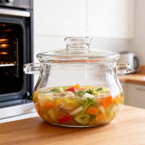 Casserole en verre moderne de 2,5 L avec couvercle, compatible avec les plaques de cuisson, en verre borosilicate <span class=keywords><strong>pour</strong></span> la cuisson des ragoûts et des pâtes, compatible avec les cuisinières à gaz, passe au lave-vaisselle et au four - Product Image 5