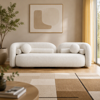 MULIGNA Canapé Courbé en Tissu Blanc Crème, Style Nordique Minimaliste Moderne et Simple, Luxe Léger, OEM ODM, Meubles de Salon Personnalisés