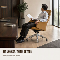 Chaise pivotante en cuir PU durable au design moderne pour bureau, bureau à domicile et atelier, hauteur réglable et fonction d'inclinaison