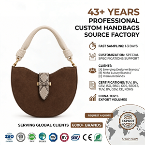 Chocolate Brown Suede Crescent Bag Luxury Python Pattern Cream Knot Handle Gold Ring Daily Chic Women Handbag Custom OEM - Product Image 1