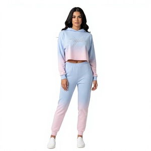 Sudadera con Capucha para Mujer, Color Degradado, con Logotipo Bordado, Informal, de Manga Larga, Tejida en Algodón y Fibra de Bambú, para Primavera - Product Image 1
