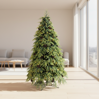 Nouvel Arrivage Arbre de Noël Artificiel Pré-éclairé en PE PVC avec Base Métallique, Décoration de Fêtes Intérieure Ignifuge, Plusieurs Tailles