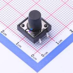 UK-B0224-G12-250 Tactile Switch Through hole-4P,12x12mm Switch Single Pole Single Throw Round Button 2.5N Through Hole - Product Image 1