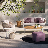 Conjunto de Muebles de Jardín para Hotel, Villa, Ocio, Sofá de Aluminio y Cuerda, Sofá Seccional para Exteriores