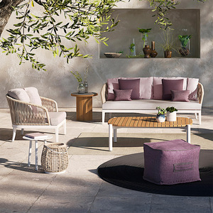 Ensemble de mobilier de jardin haut de gamme pour hôtels et villas, canapé d'extérieur modulable en corde et alliage d'aluminium - Product Image 2