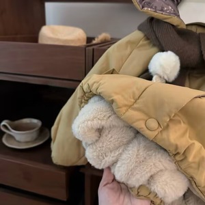 Tongxingyuan Girls Hooded Cotton <b>Coat</b> Thickened Fleece <b>Lined</b> Windproof Winter Outwear - Product Image 3