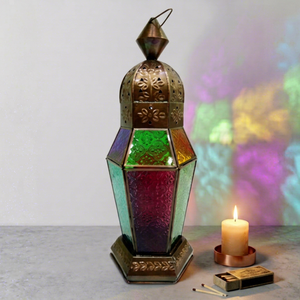 Lanternes en verre rond gravé décoratif de haute qualité, faites à la main, pour la maison et le jardin, lanterne décorative marocaine en verre pour bougie - Product Image 1