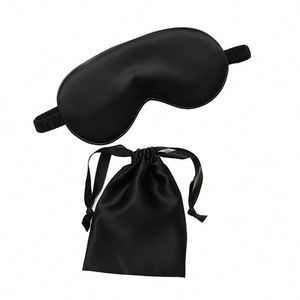 High Quality Printed Custom Logo Silk Portable <b>Eye</b> <b>Mask</b> Satin Bag Pouch 3Pcs Set Air Travel Business Promotional Gift - Product Image 1