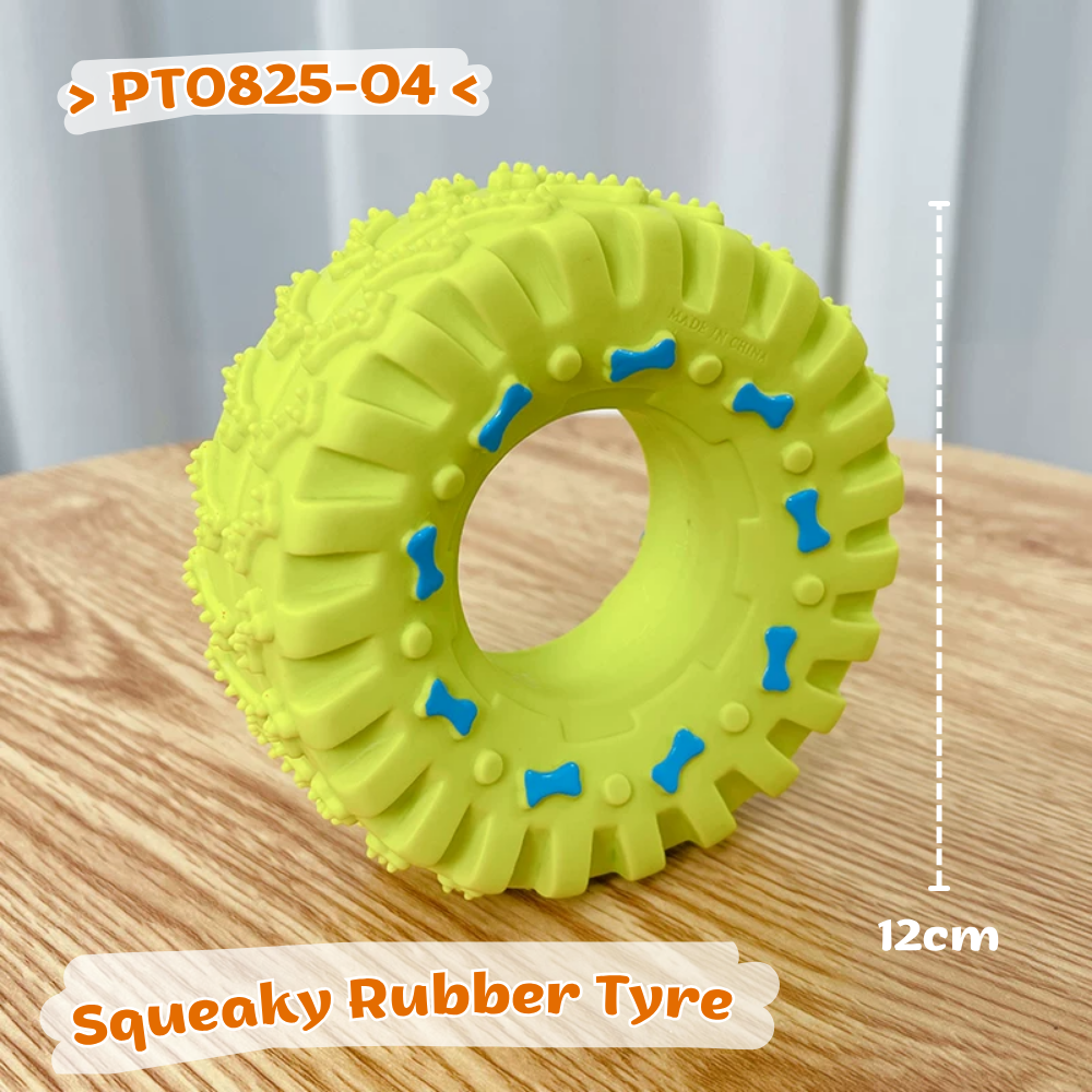 [PT0825-04] Pneu caoutchouc grinçant-Jaune/12cm