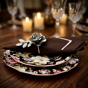 Anneau de serviette en métal vintage en forme de fleur pour décorations de table de mariage - Product Image 2