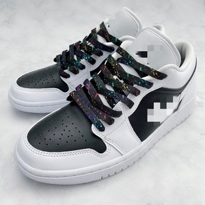 Lacets de chaussures Factory Fit <span class=keywords><strong>AF</strong></span>, couleur or et argent, effet encre éclaboussée, lacets colorés au laser, lacets plats de 8 mm de large pour baskets, lacets métalliques éblouissants - Product Image 5