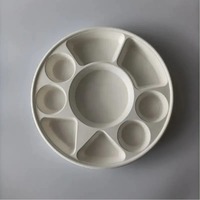 Assiette jetable ronde en bagasse à 9 compartiments | Assiette Thali en Fibre de Canne à Sucre Compostable Écologique pour la Restauration, les Événements et les Restaurants