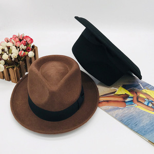 Chapeaux Fedora de style <span class=keywords><strong>Indiana</strong></span> <span class=keywords><strong>Jones</strong></span> pour femmes et hommes, 100% laine douce et pliable - Product Image 3